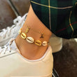 2 Pcs/set Women Fashion Shell + Gold Fishtail Anklet Set