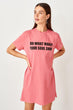 Pink Printed Knitted T-Shirt Dresses