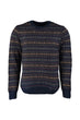 Navy Blue Men 'S Bike Collar Pattern Sweater