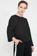 Women Black Long Sleeve Boat Neck Blouse