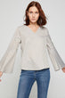 Women Coffee Long Sleeve V Neck Blouse