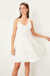 Raw White Ruffle Detail Dress