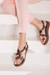 Genuine Leather Coffee Copper Female Sandals