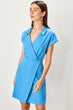 Blue Double Breasted Collar Dress