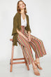 Women Coffee Striped Pants