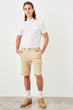Beige Male Palm Printed Pockets Shorts