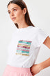 Women White Sequins T-Shirts Basic Cotton Oversize Knitted T-Shirts