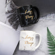 Nordic Gold Letter Lazy Days Marble Coffee Mug