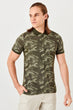 Khaki Mens Printed Polo Collar T-Shirt
