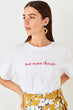 White Embroidered Loose Crop Top T Shirt