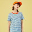 SummerWomen T-Shirt (Casual Stripe Print Cartoon Logo Round Neck Short Sleeve)