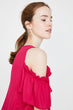 Women Pink Ruffle Detail Bluz