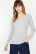 Women Gray V Neck T Shirt