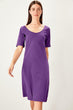 Purple Back Button Knitted Dress