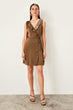 Khaki Double Breasted Collar Dress