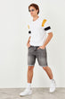 Anthracite Men Slim Fit Curling Trotting Denim Shorts