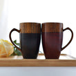 2 Pcs  Handcrafted Wooden Couple Mugs