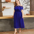 Slash Neck Royal Blue High Waist Tassel Dress