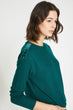 Women Green Sequins Detail T-Shirt