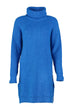 WOMEN-Blue Turtleneck Sweater Dress