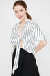 Women Raw White V Collar Blouse