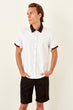 White Male Sweater Straped Short-Sleeve Knitted New Shirt