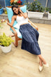 Women Navy Blue Flounces Temporary Shed Skirt