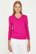 Women Pink V-Neck Sweater