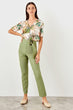 Women Green Belt Pants