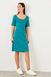 Green Back Button Knitted Dress