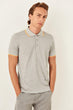 Gray Male Short-Sleeve Polo Collar Neon Stripe T Shirt