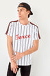 White Men 'S Striped Embroidery Detail T-Shirt