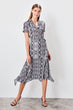 Gray Patterned Women Long Dress