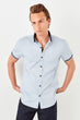 Blue Men 'S Sweater Straped Short Sleeve Shirt TMNSS19FO0059