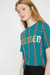 Women Green Striped T-Shirt