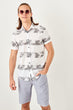 New White Men 'S Printed Short Sleeve Slim Fit Shirt