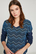 Women Navy Blue Pattern T-Shirt