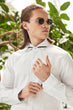 White Textured Colar Smart Slim Fit Prom Groom Shirts