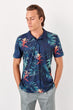 Navy Blue Men 'S Printed New Polo Collar T-Shirt