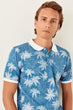 Blue Mens Printed Polo Collar Short-Sleeve T-Shirt TMNSS19TS0469