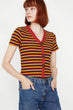 "Women 'S Yellow Button Detail T-Shirt "