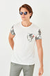 New White Men 'S Pockets Printed Bicycle Neck T Shirt