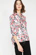 Women Pink Vintage Lapel Long Sleeve Print Shirt