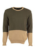Khaki Male Panelli Textured Bike Collar Sweater Sweater