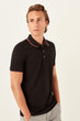 Black Male Short-Sleeve Polo Collar Neon Stripe T Shirt TMNSS19TS0470