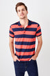 Coral Men 'S Striped Polo Collar T-Shirt New