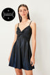 Navy Blue Auger Detailed Dress