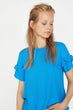 "Women Blue Ruffle Detail Blouse "