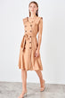 Cinnamon Belted Button Dress