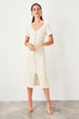 Cream Button Knitted Dress